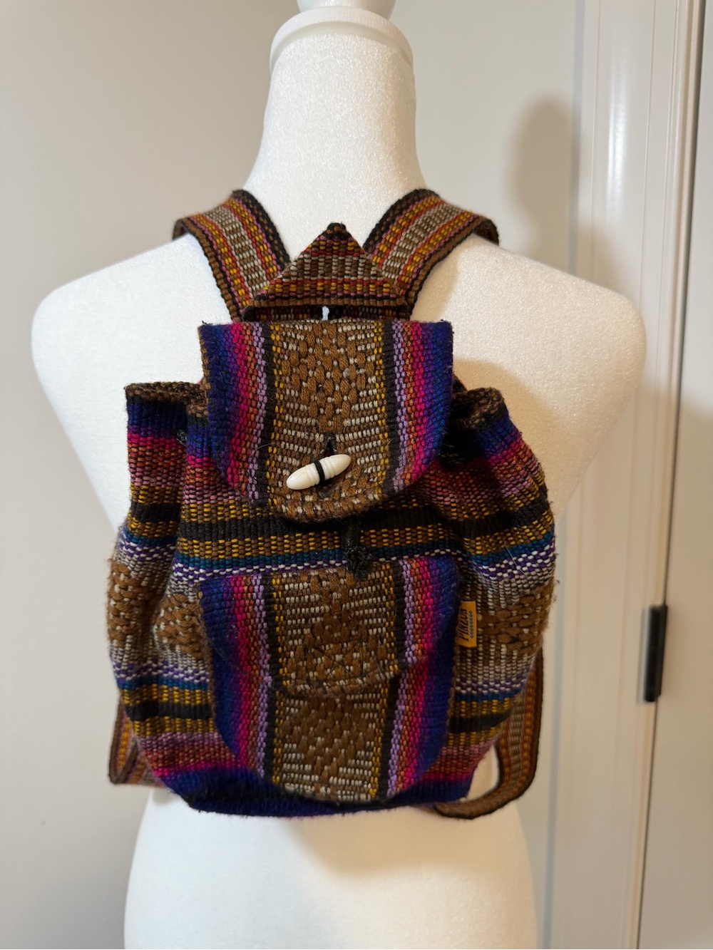 Artesanias Mr Pinzon Woven Backpack Bag Aztec Boho Hippie Made In Mexico